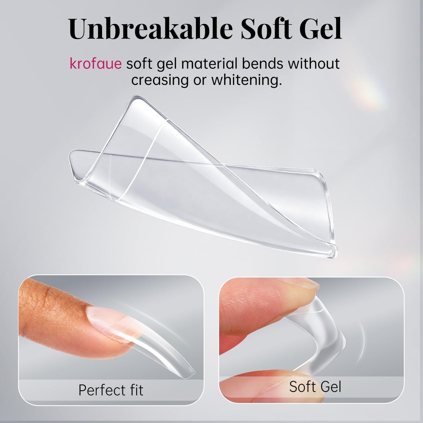 krofaue 500PCS Clear False Nails Tips - Half Cover Lady French Style Acrylic Artificial Tip Manicure with Box of 10 Sizes for Nail Tips Art Salons Beauty & Personal Care krofaue