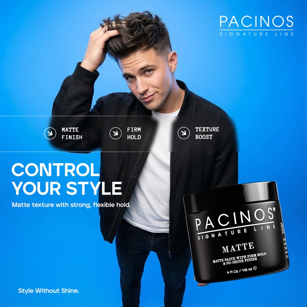 Pacinos Matte Hair Paste - Firm Hold, No Shine, Sculpting & Styling Wax, Long Lasting Definition & Texture, No Flakes, All Hair Types Beauty & Personal Care Pacinos