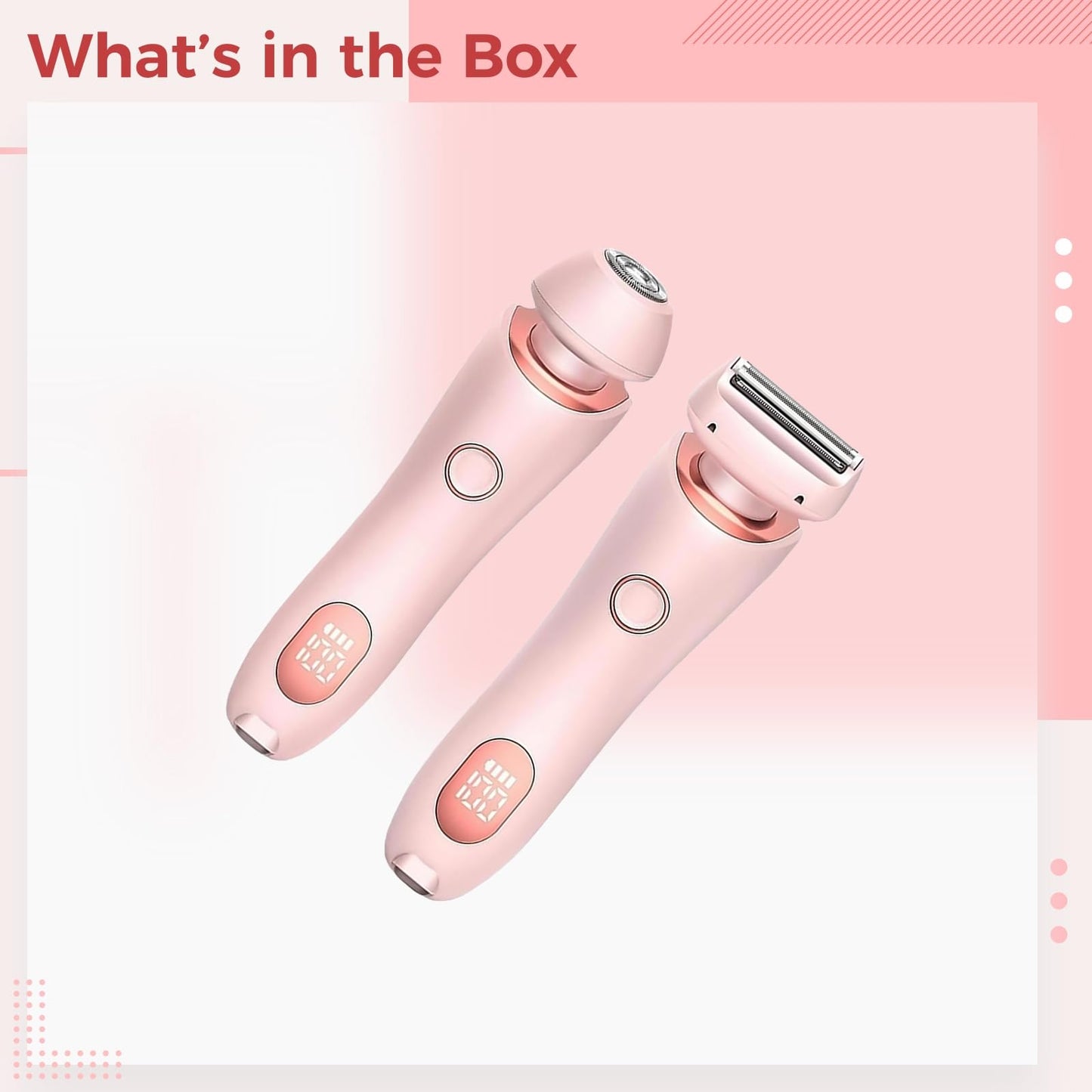 Electric Shaver for Women, Pink, Dual-Head Rechargeable Hair Remover, Shaver with Interchangeable Heads, IPX7 Waterproof, Designed for a Smooth Shave Beauty and Personal Care yeeplant