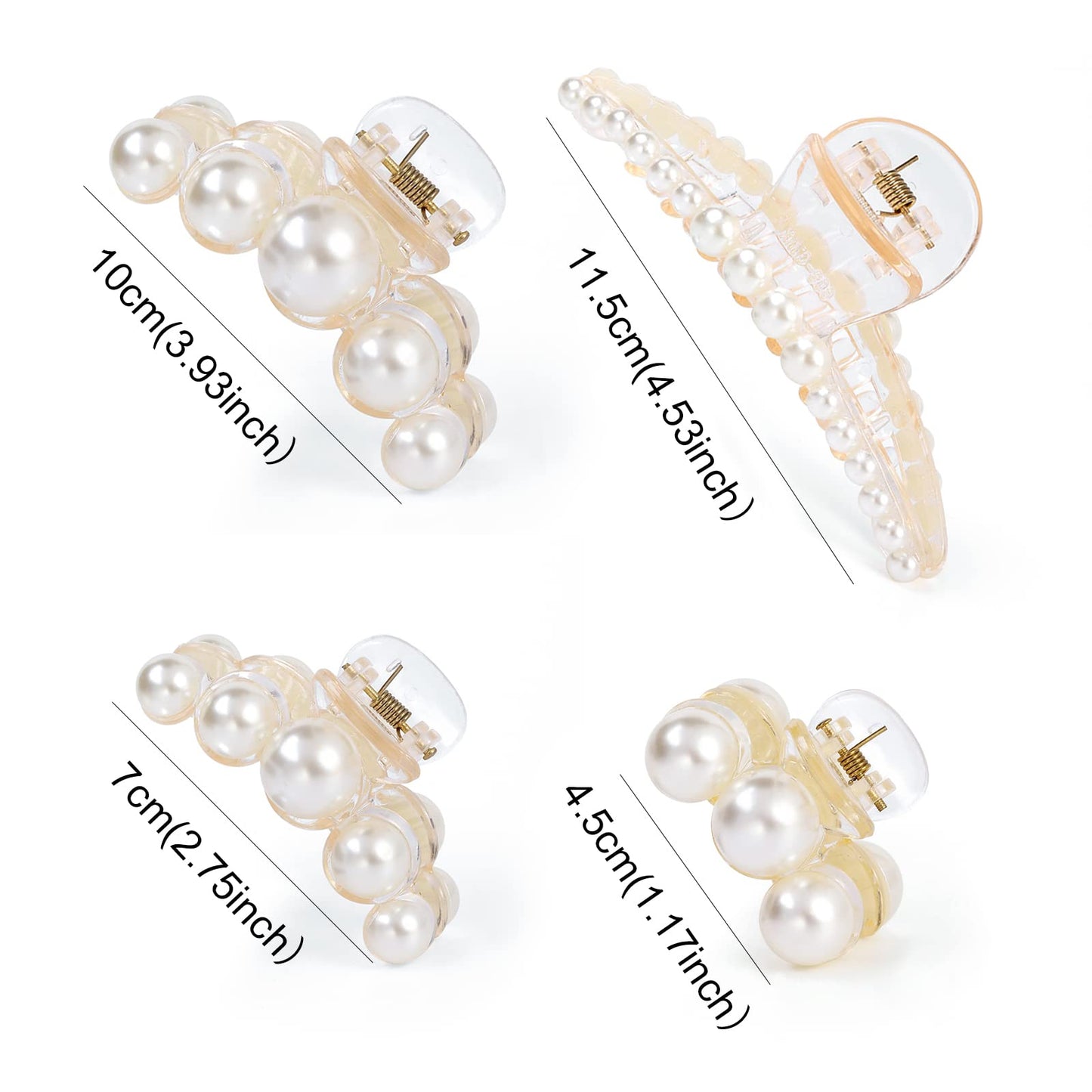 Mehayi 4 PCS Large Pearl Hair Claw Clips for Women Girls, Hair Barrette Clamps for Thick Thin Hair, Fashion Hair Accessories Headwear Styling Tools Beauty & Personal Care Mehayi