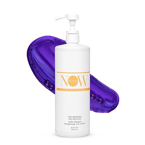 NOW BEAUTY Nourishing No Yellow Violet Shampoo - Purple Shampoo for Blonde Color-Treated Hair - Removes Brassiness - Hydrate - Vegan - Color safe Beauty & Personal Care NOW BEAUTY