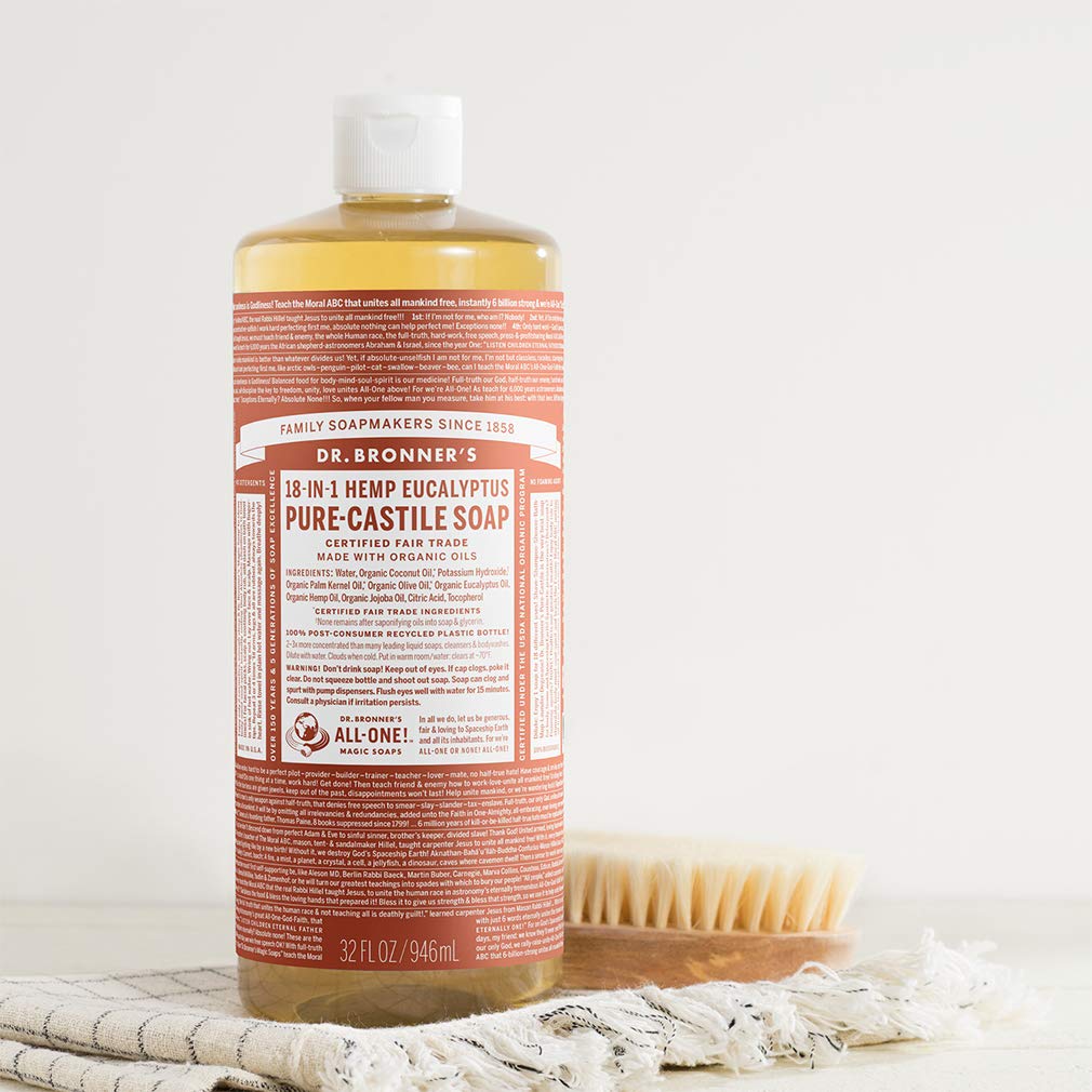 Dr. Bronner's - Pure-Castile Liquid Soap (Eucalyptus, 32 ounce) - Made with Organic Oils, 18-in-1 Uses: Face, Body, Hair, Laundry, Pets & Dishes Beauty & Personal Care Dr. Bronner's