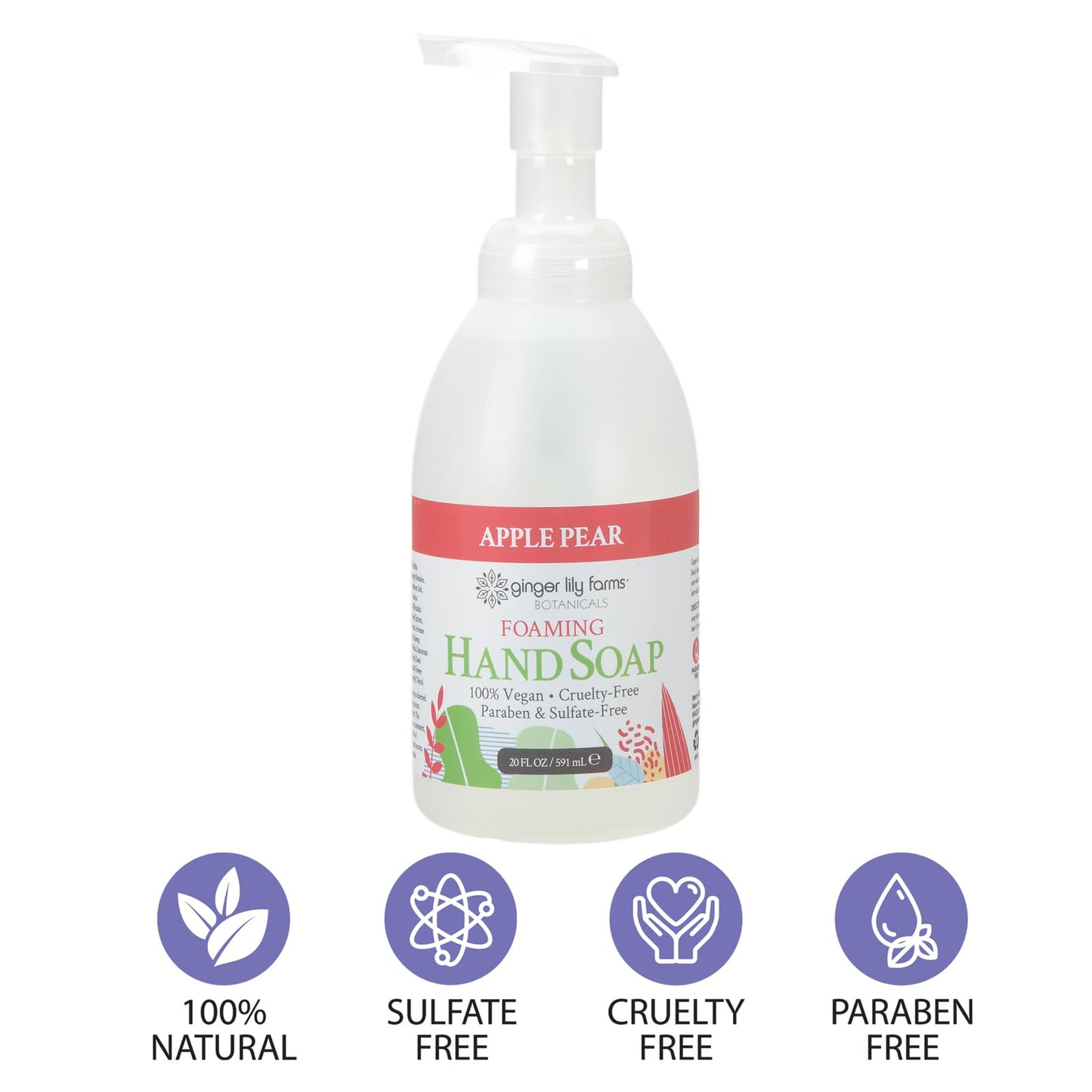 Ginger Lily Farms Botanicals All-Purpose Foaming Hand Soap Refill, 100% Vegan & Cruelty-Free, Apple Pear Scent, 20 Fl Oz (Pack of 8) Beauty & Personal Care Ginger Lily Farms