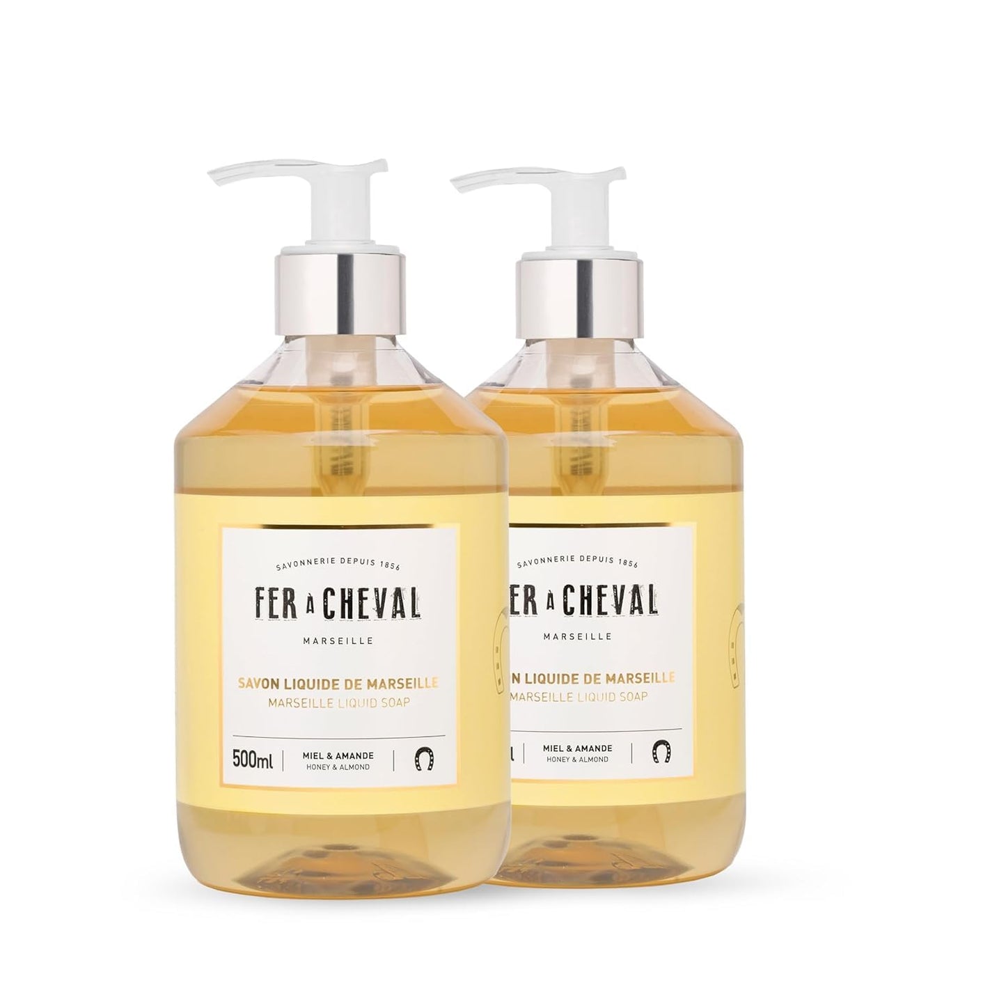 Fer à Cheval Honey & Almond Nourishing Liquid Soap - Natural Almond & Coconut Oil Blend, Ultra Gentle & Moisturizing, Eco-Conscious - Set of 2, 500ml Beauty & Personal Care Fer à Cheval