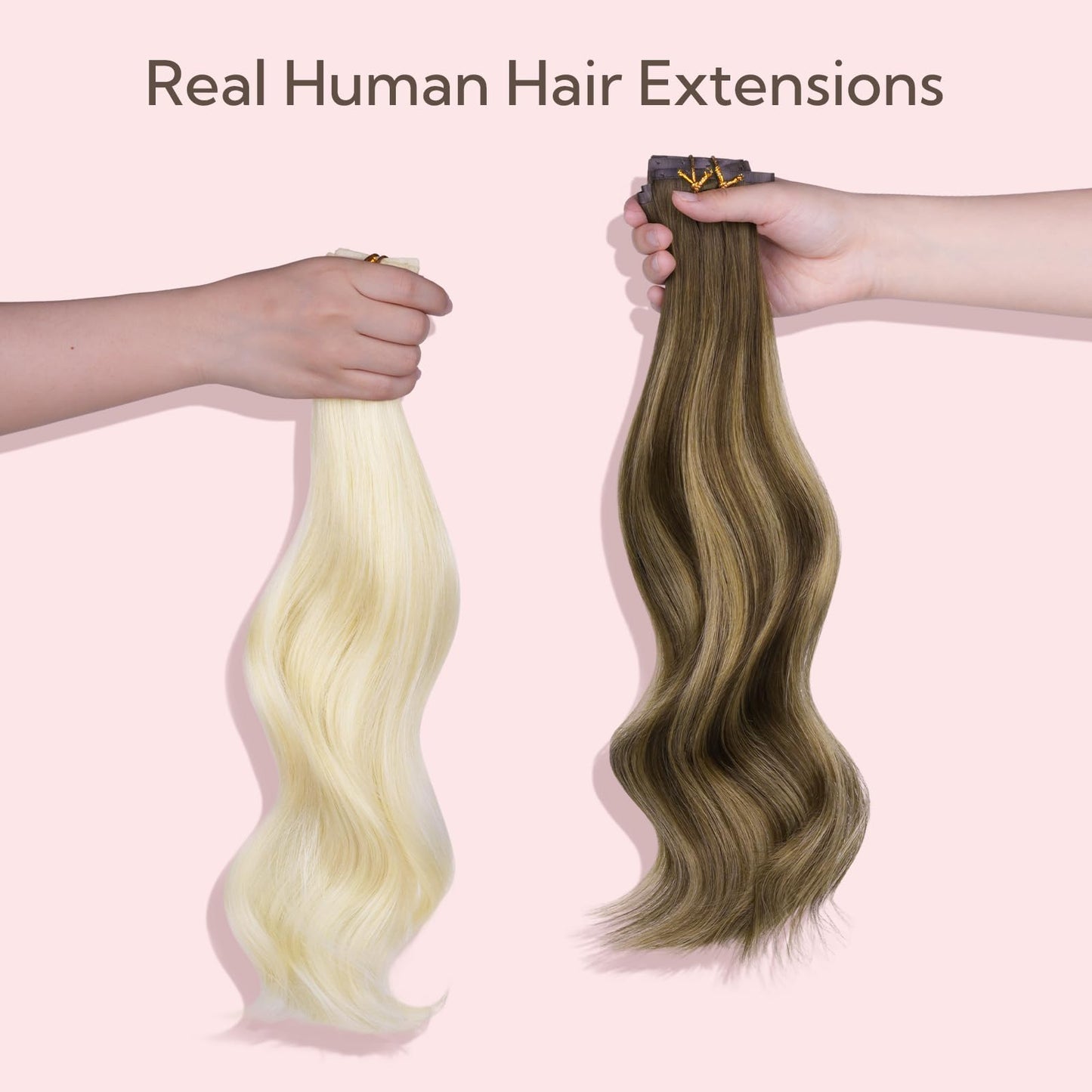 HOTBANANA Seamless Clip in Hair Extensions, 24 Inch 140g 7pcs Light Dark Brown Invisible PU Skin Weft Straight Remy Human Hair Extensions Beauty and Personal Care hotbanana