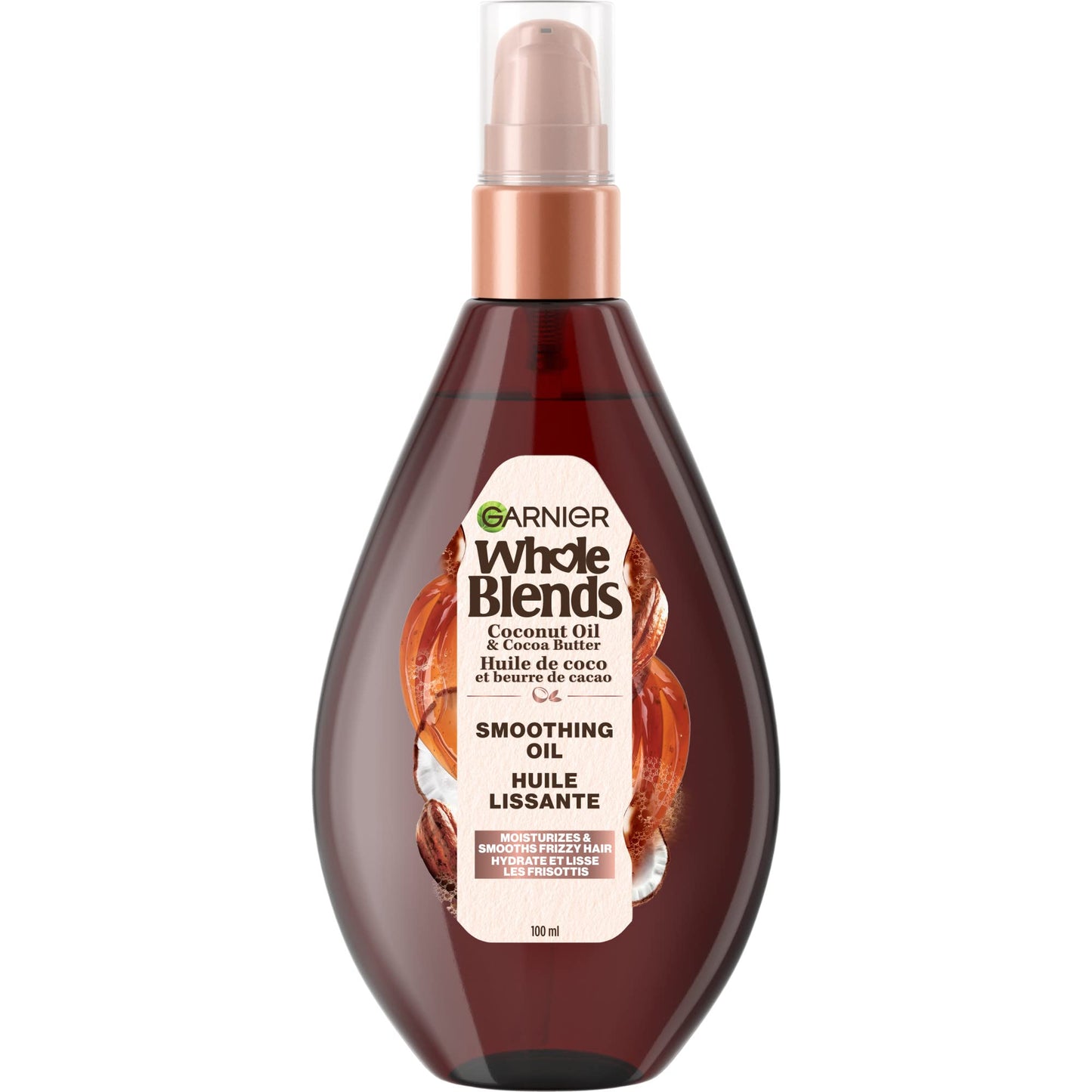 Garnier Whole Blends Smoothing Oil, Coconut Oil & Cocoa Butter Extracts 3.4 Fl Oz (1 Count) Beauty & Personal Care Garnier