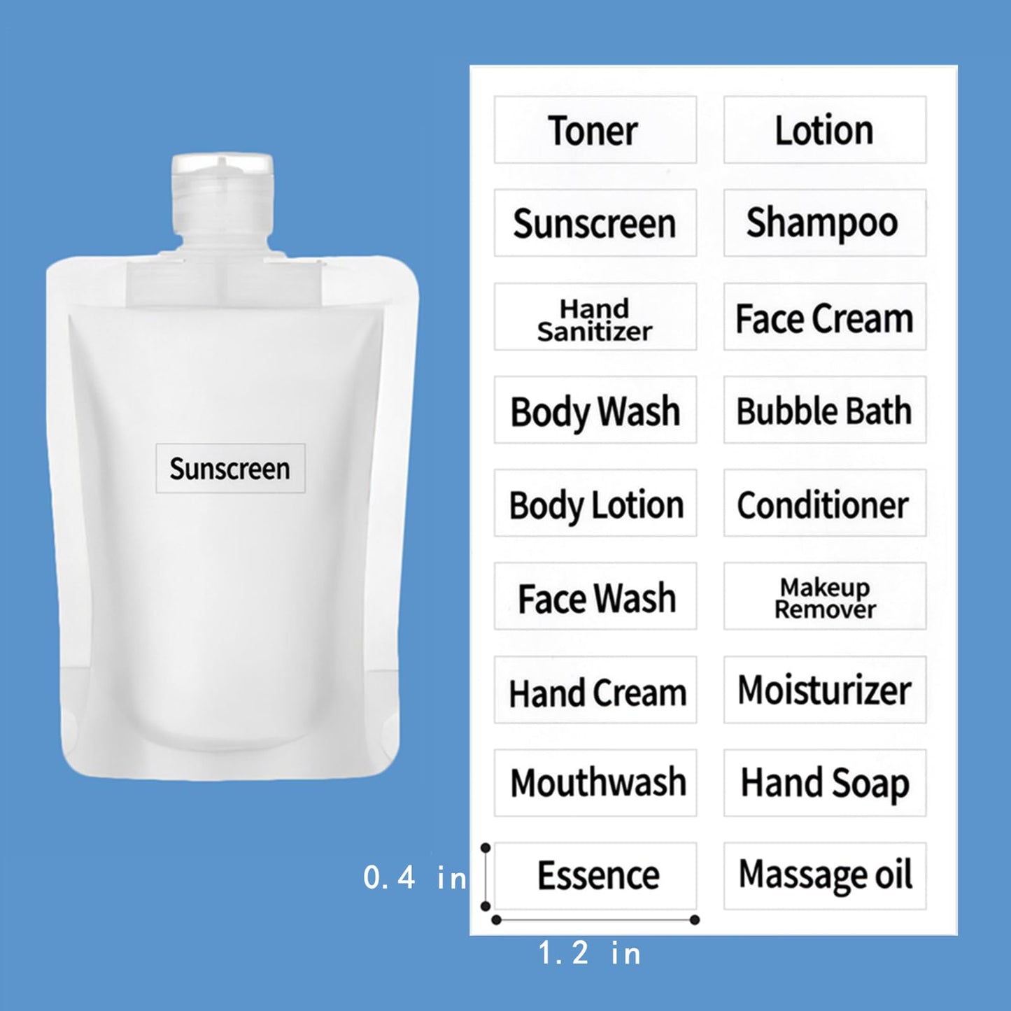 TUZAZO 15 Pack Travel Pouches for Toiletries, TSA Approved Travel Size Container, Refillable Empty Small Stand Up Travel Pouches for Shampoo Beauty & Personal Care TUZAZO