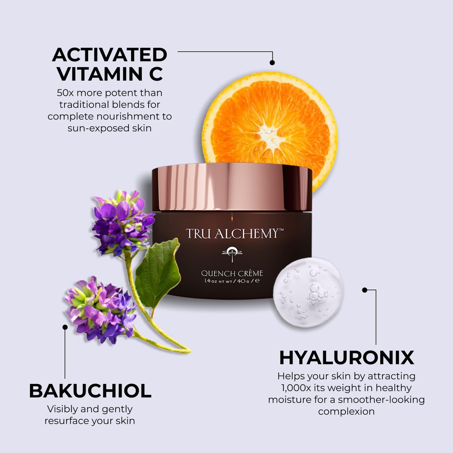 Tru Alchemy Quench Crème Daily Facial Moisturizer | Hyaluronic Acid, Vitamin C, & Bakuchiol (better than Retinol) | Daily Firming Skin Moisturizer Beauty & Personal Care Tru Alchemy