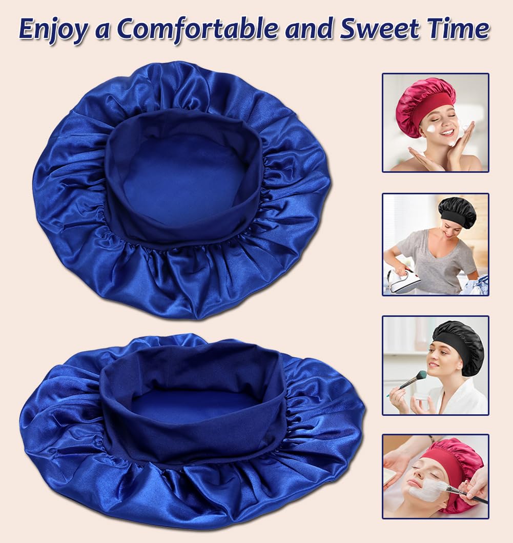 AKOAK 1 Pack Wide-Brimmed High-Elastic Headband Nightcap Ladies Bathing Chemotherapy Cap Hair Care Hat (Blue) Beauty and Personal Care AKOAK