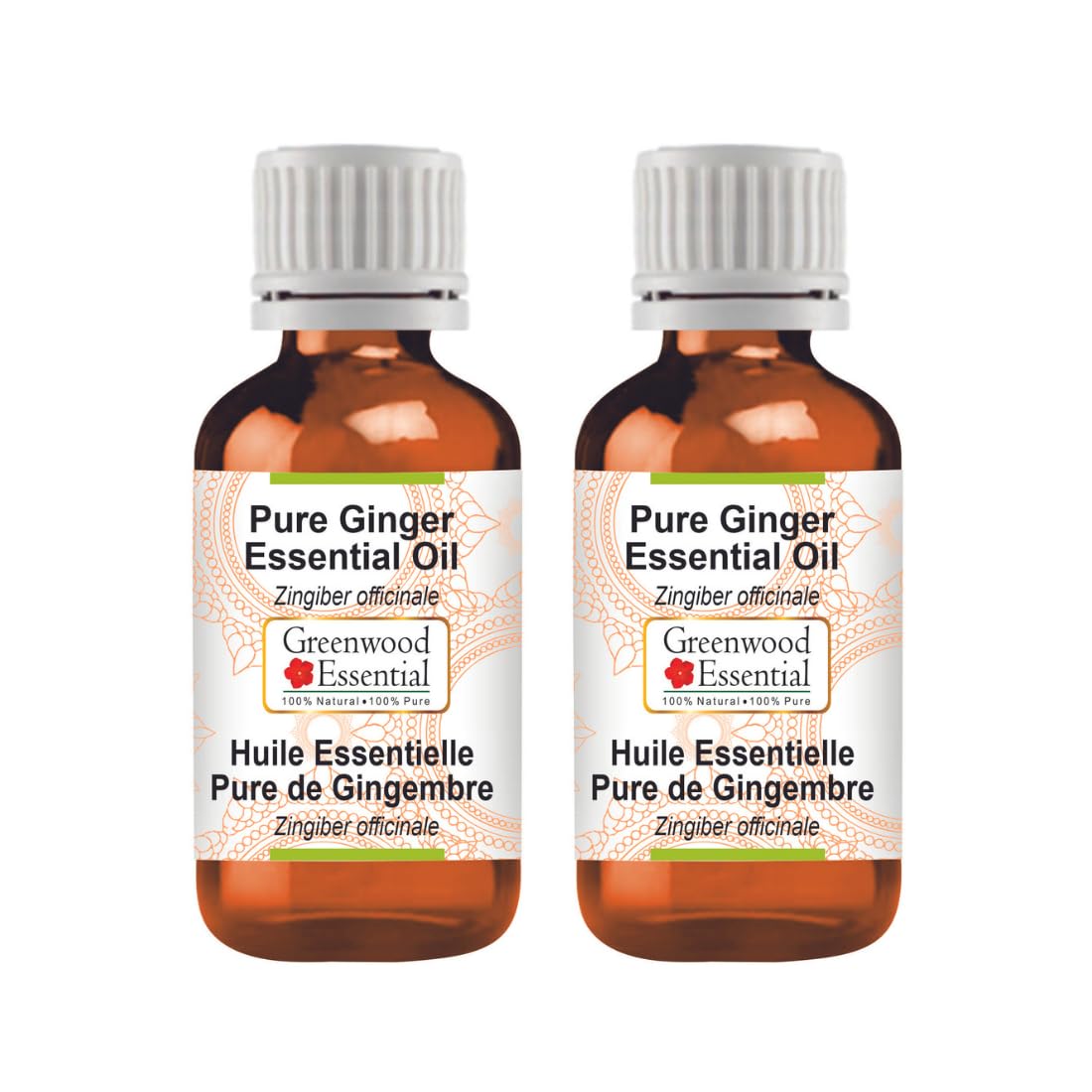 Greenwood Essential Pure Ginger Essential Oil (Zingiber officinale) Steam Distilled (Pack of Two) 100ml X 2 (6.76 oz) Beauty and Personal Care Greenwood Essential