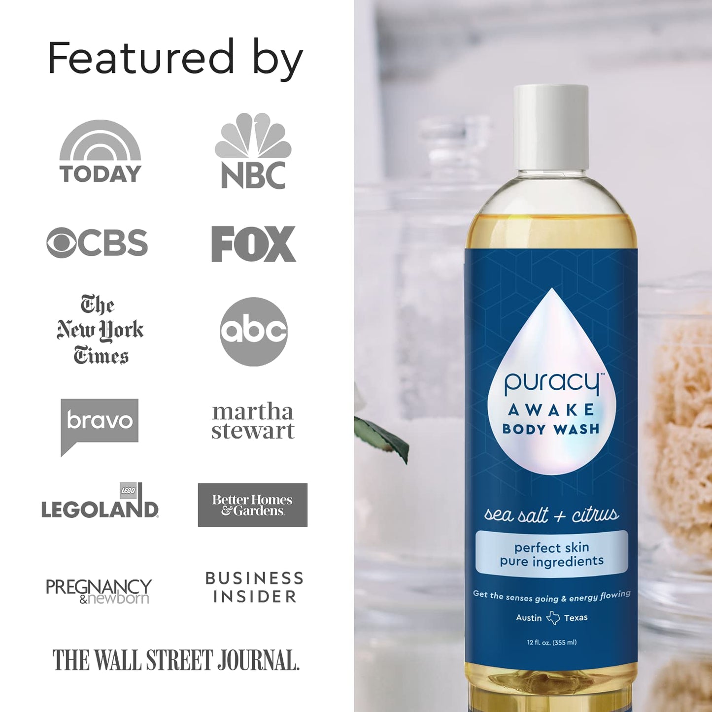 Puracy Body Wash, Natural Body Wash, 98.6% Pure Plant Ingredients, Moisturizing Shower Gel for Women Men Kids, Body Soap for Dry Sensitive Skin. Beauty & Personal Care Puracy