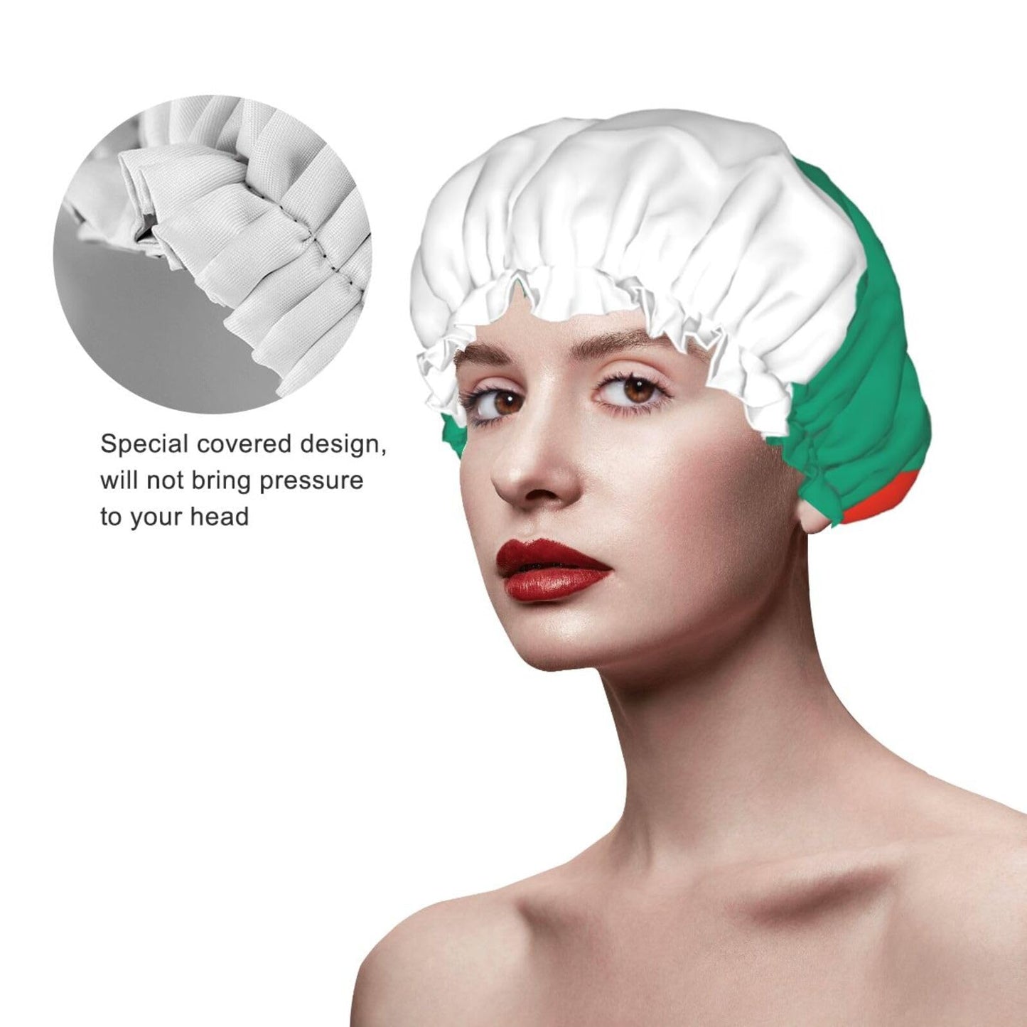 Bulgaria Flag Prints Shower Cap Double Layer Lined Waterproof Bathing Shower Hat Beauty and Personal Care Hayyett