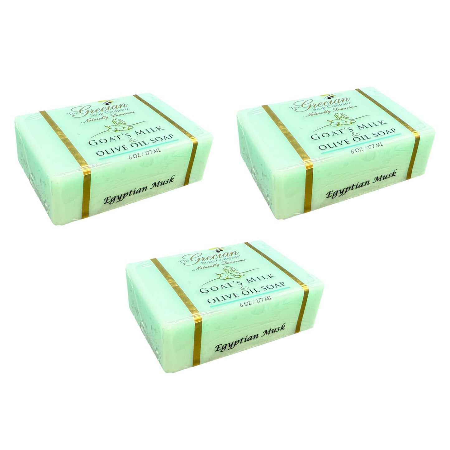 Grecian Goats Milk & Olive Oil Soap Bar 3-pack Egyptian Musk Scent: Handmade, All-Natural, Soap for Dry & Sensitive Skin, Anti-Aging, pH-Balanced Beauty & Personal Care The Grecian Soap Company