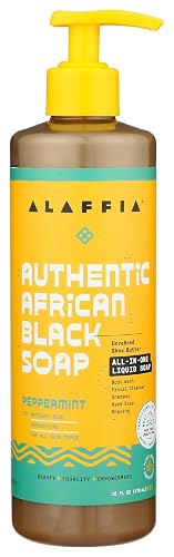 Alaffia - Authentic African Black Soap, All-in-One Body Wash, Shampoo, and Shaving Soap For All Skin and Hair Types, Fair Trade, No Parabens, Non-GMO Beauty & Personal Care Alaffia
