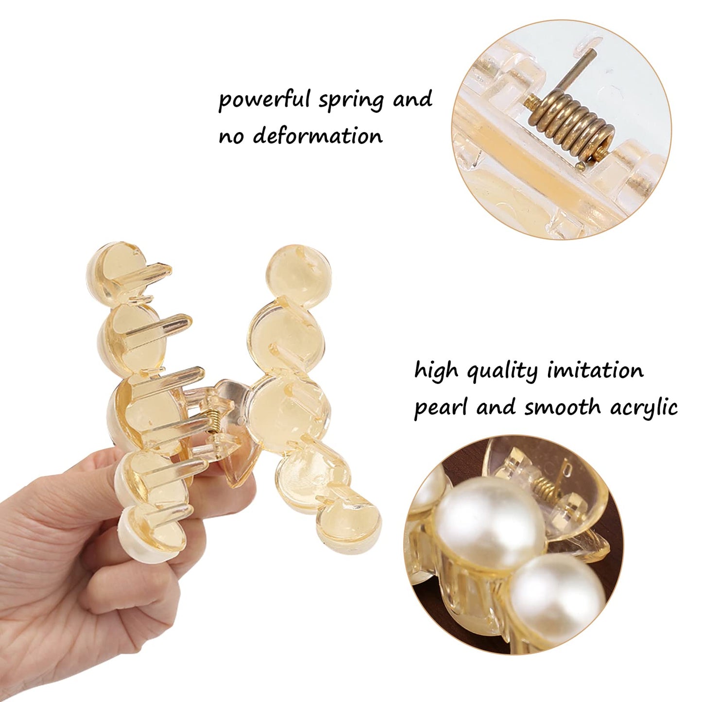 Mehayi 4 PCS Large Pearl Hair Claw Clips for Women Girls, Hair Barrette Clamps for Thick Thin Hair, Fashion Hair Accessories Headwear Styling Tools Beauty & Personal Care Mehayi