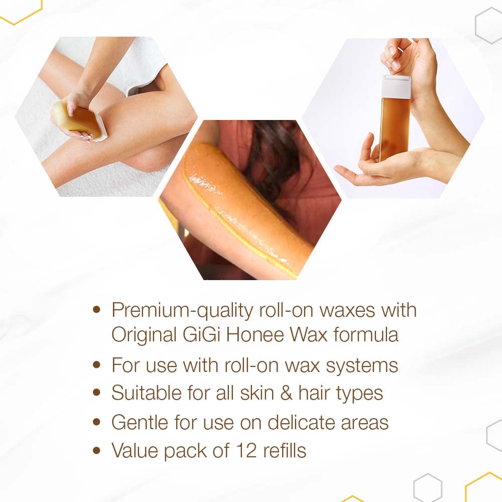 GiGi All Purpose Honee Roll-On Hair Removal Wax, Easy and Quick, Soft Wax Refill, 2.8 oz., Pack of 12 Beauty and Personal Care GIGI