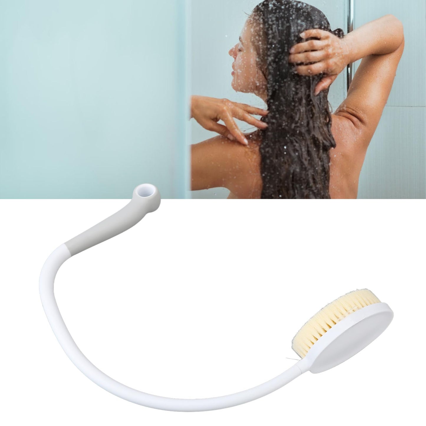 Flexible Back Scrubber with U-shaped Bendable Design, Long Handle Bath Brush for Elderly and Pregnant Women Adaptive Equipment for Shower Beauty and Personal Care Restokki