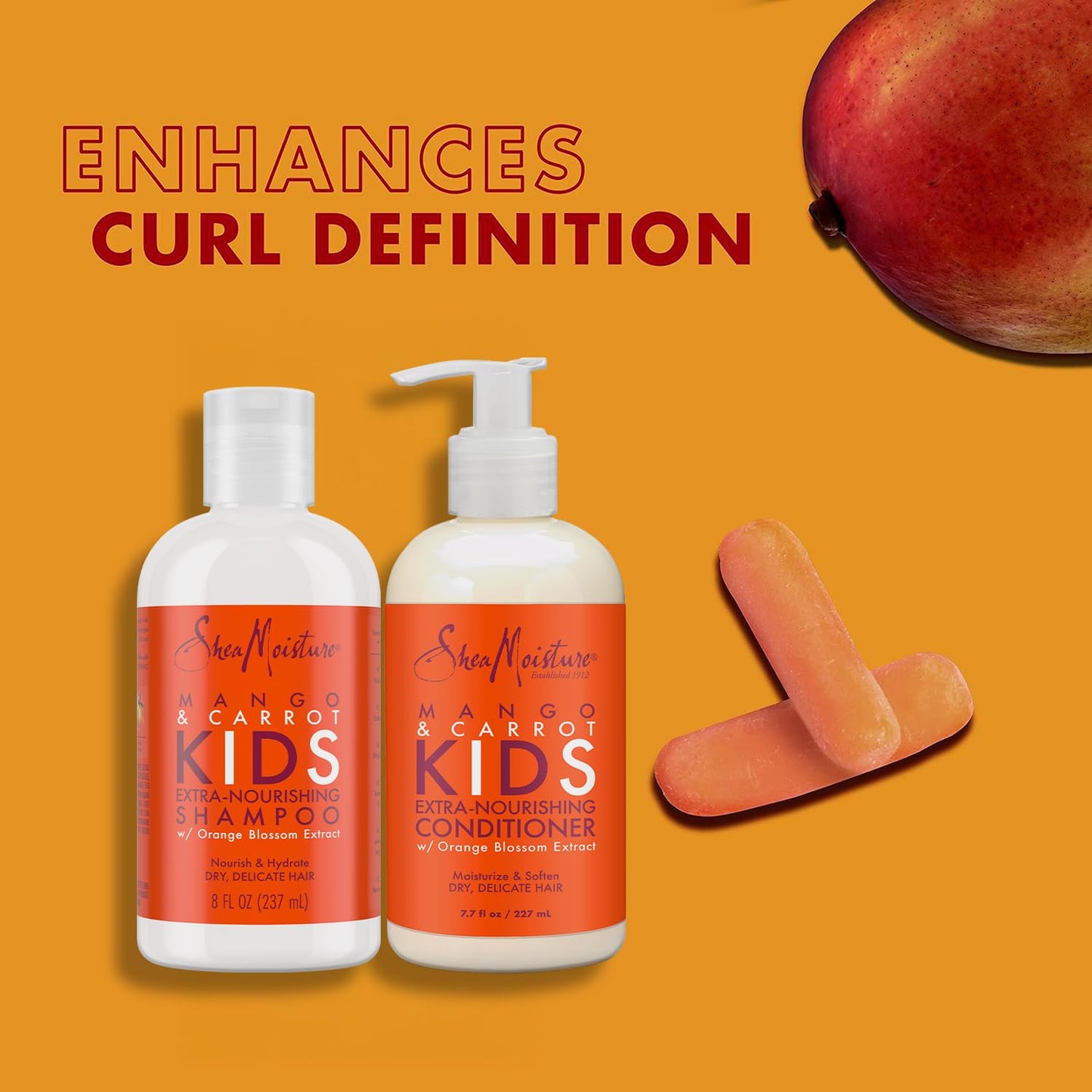 SheaMoisture Kids Mango & Carrot Shampoo and Conditioner Set w/Orange Blossom Extract, Strengthening Hair Products for Kids Beauty & Personal Care SheaMoisture