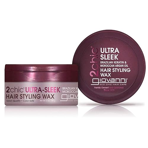GIOVANNI 2chic Ultra Sleek Hair Styling Wax - Brazilian Phyto-Keratin & Moroccan Argan Oil, Strong Hold Keeps Hair In Place, Nourishing Anti-Frizz Beauty & Personal Care GIOVANNI