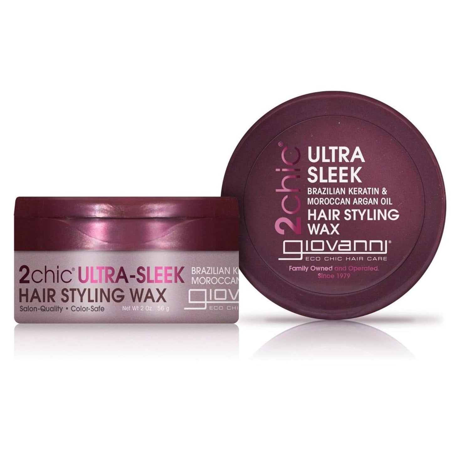 GIOVANNI 2chic Ultra Sleek Hair Styling Wax - Brazilian Phyto-Keratin & Moroccan Argan Oil, Strong Hold Keeps Hair In Place, Nourishing Anti-Frizz Beauty & Personal Care GIOVANNI