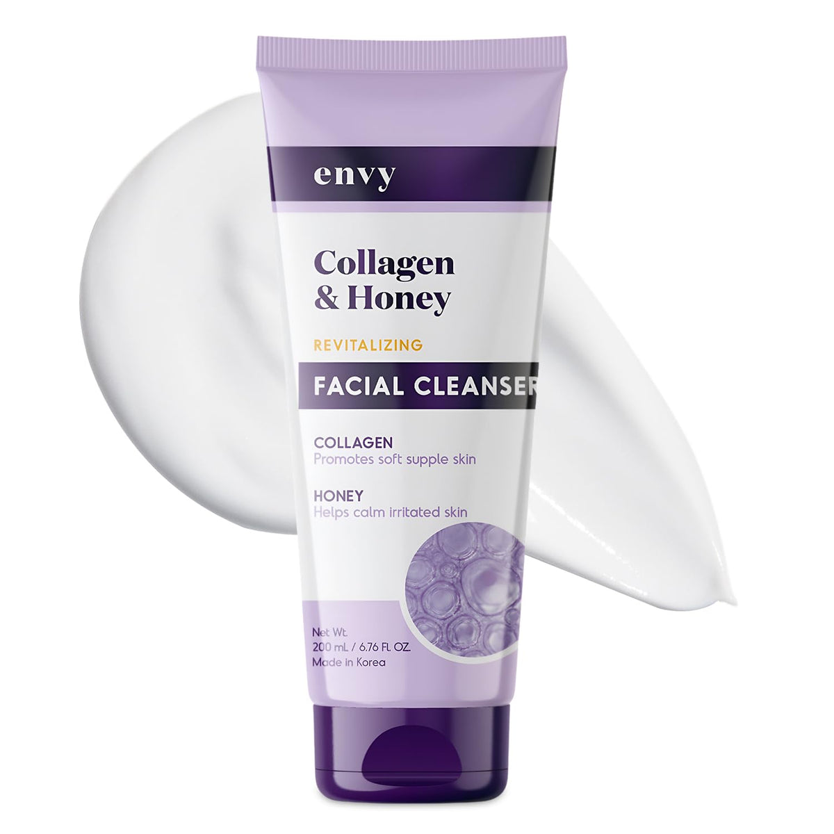 Envy Facial Cleanser with Collagen & Honey - Reduces Fine Lines, Wrinkles & Hydrating - Clean, Cruelty-Free Korean Skin Care for All Skin Types Beauty & Personal Care Envy
