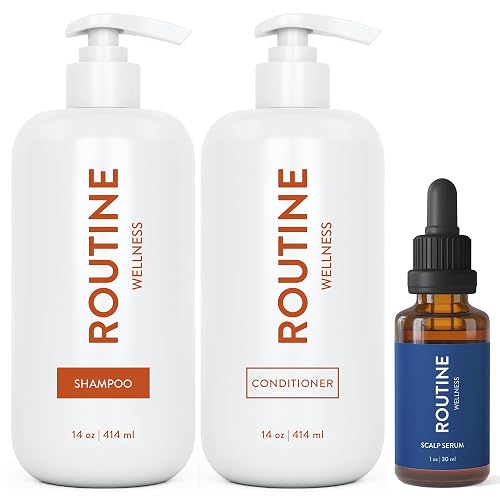 Routine Wellness Shampoo and Conditioner Set and Scalp Serum for Thinning Hair - DHT Blocker Women & Men - Color Safe Shampoo for Hair Loss Beauty & Personal Care Routine Wellness