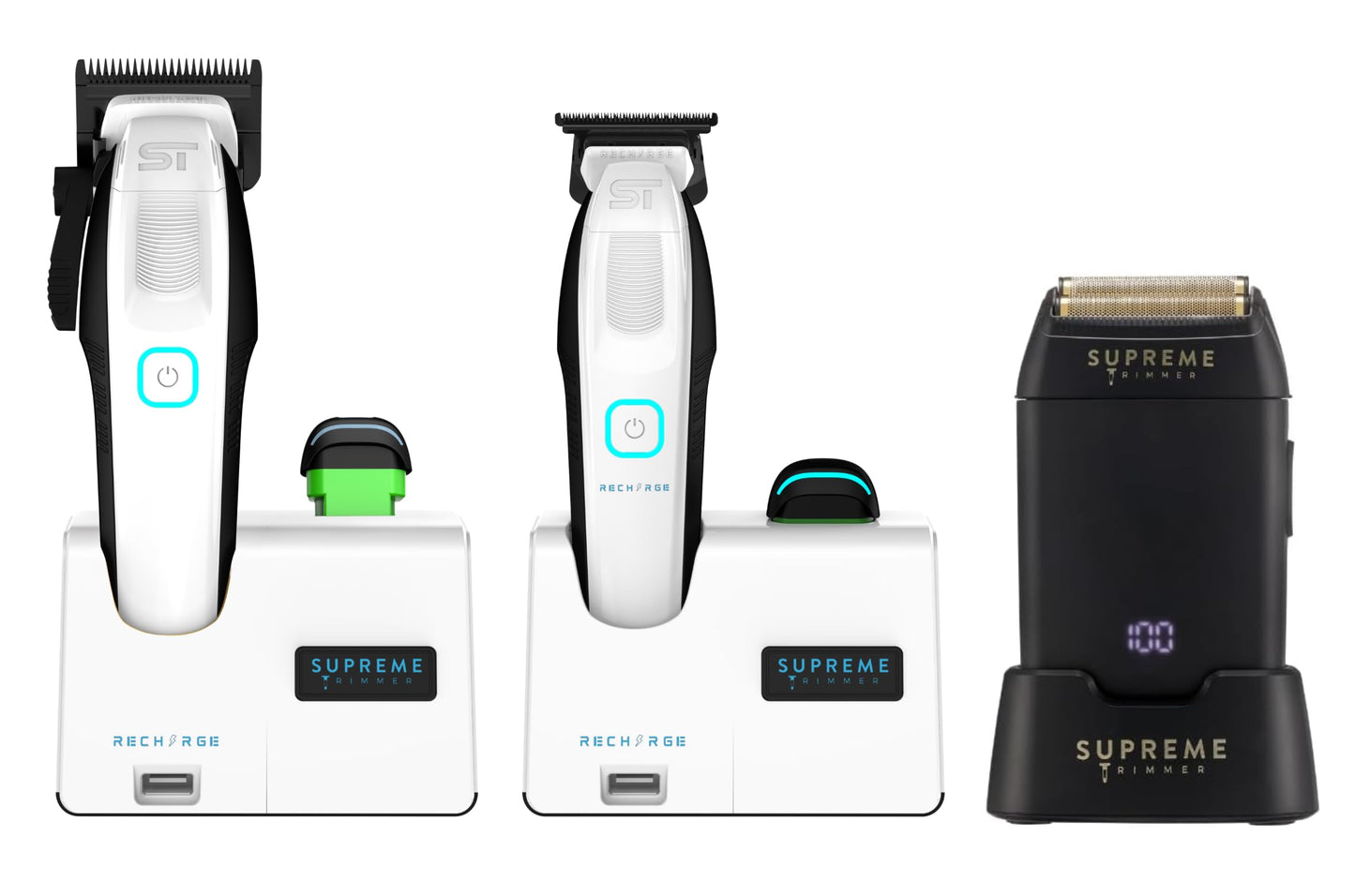 Supreme Trimmer 3-in-1 Recharge Hair Clipper, Beard Trimmer & Crunch Foil Shaver Combo - Removable Batteries, Smart USB Charging Base, Master Barber Beauty and Personal Care Supreme Trimmer