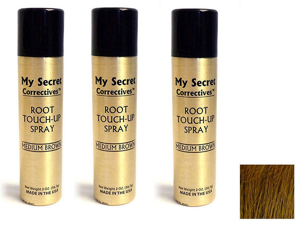 My Secret Correctives Root Touch-Up Natural Highlight Spray - 2oz each - (MEDIUM BROWN) - 3 Cans with FREE Hairline Optimizer Comb Beauty & Personal Care My Secret Correctives