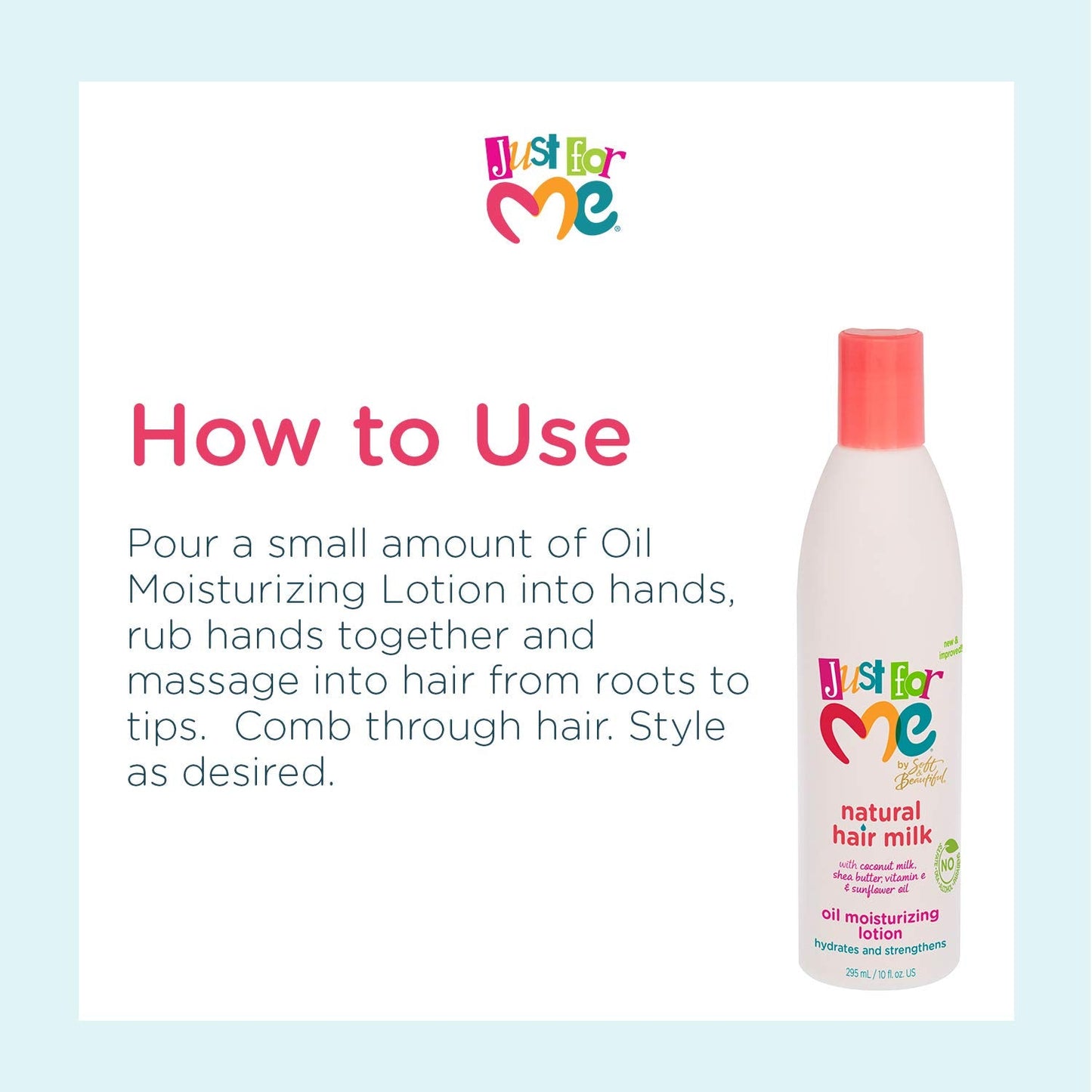 Just for Me Natural Hair Milk Lotion - Hydrates & Strengthens, Contains Coconut Milk, Shea Butter, Vitamin E, & Sunflower Oil, Lightweight Moisture Beauty & Personal Care Just For Me
