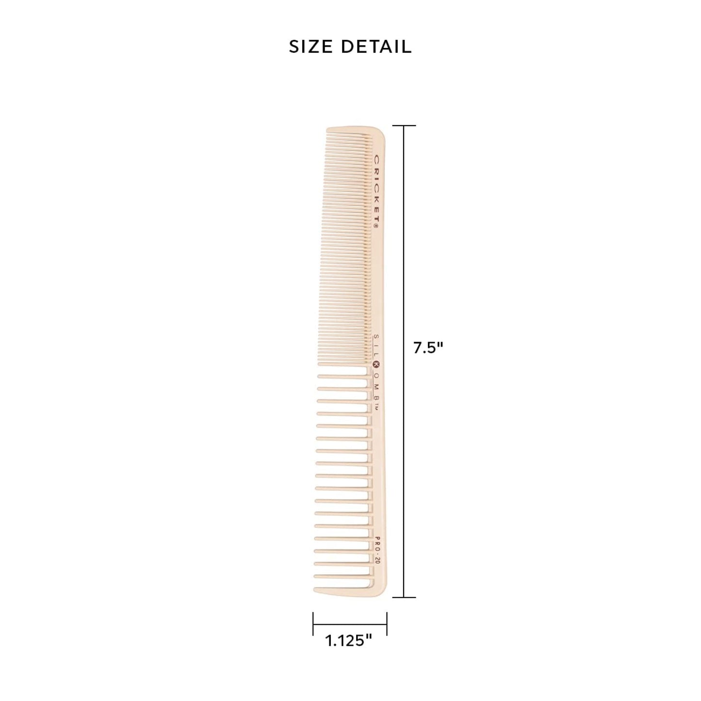 Cricket Silkomb Pro-20 All Purpose Hair Cutting Comb - Silicone-Injected, Seamless Teeth with Dual Tooth Pattern for Precision Cutting, Styling, Ideal Beauty & Personal Care Cricket