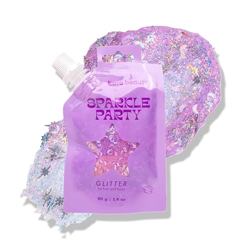 KARA BEAUTY Sparkle Party Glitter Gel for Hair and Body - Lavender Moons - Infused with Aloe Vera and Lavender Water - No-Glue Glitter Makeup for Face Beauty & Personal Care Kara Beauty