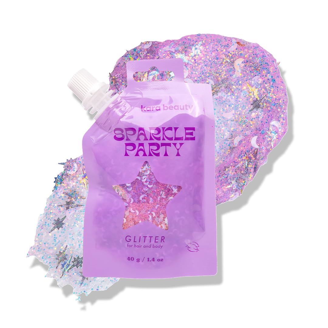 KARA BEAUTY Sparkle Party Glitter Gel for Hair and Body - Lavender Moons - Infused with Aloe Vera and Lavender Water - No-Glue Glitter Makeup for Face Beauty & Personal Care Kara Beauty