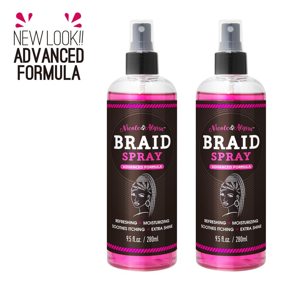 Nicole & Alyssa Braid Spray 9.5oz - for BOHO, Box & Knotless Braids, Crochet Hair Styles, Twists, Locs & Cornrows - Refreshing Moisturizing Braid Beauty & Personal Care Nicole & Alyssa