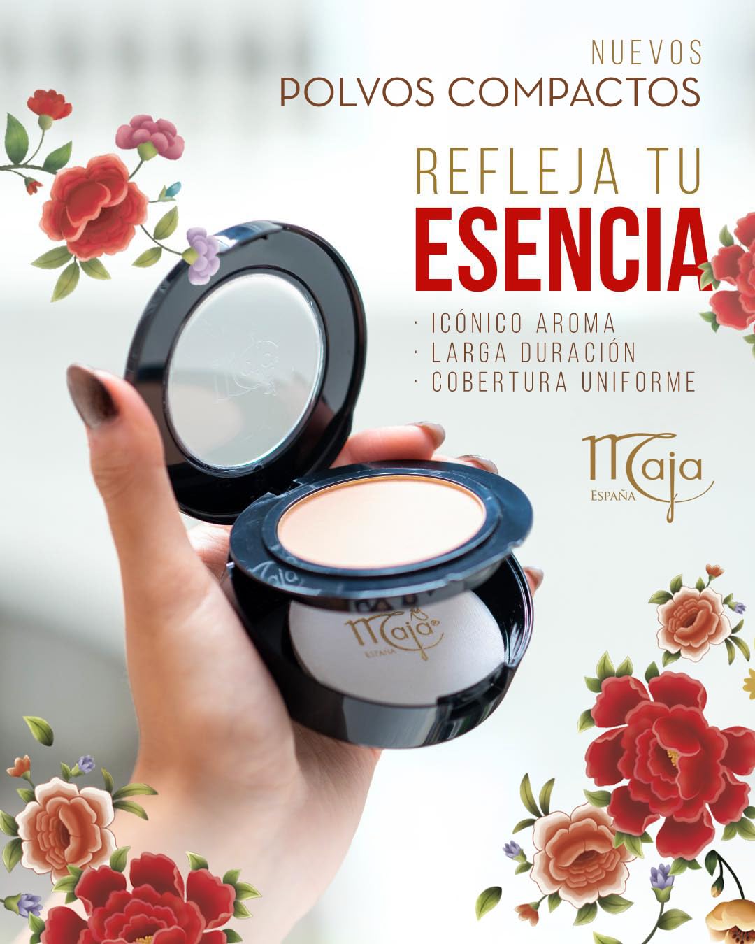 Maja Pressed Compact, Creme Powder for Flawless Uniform Coverage, Skin Matte, Without Shine, Long Lasting Effect, Pressed Powder with Mirror, Arabesco Beauty & Personal Care Maja
