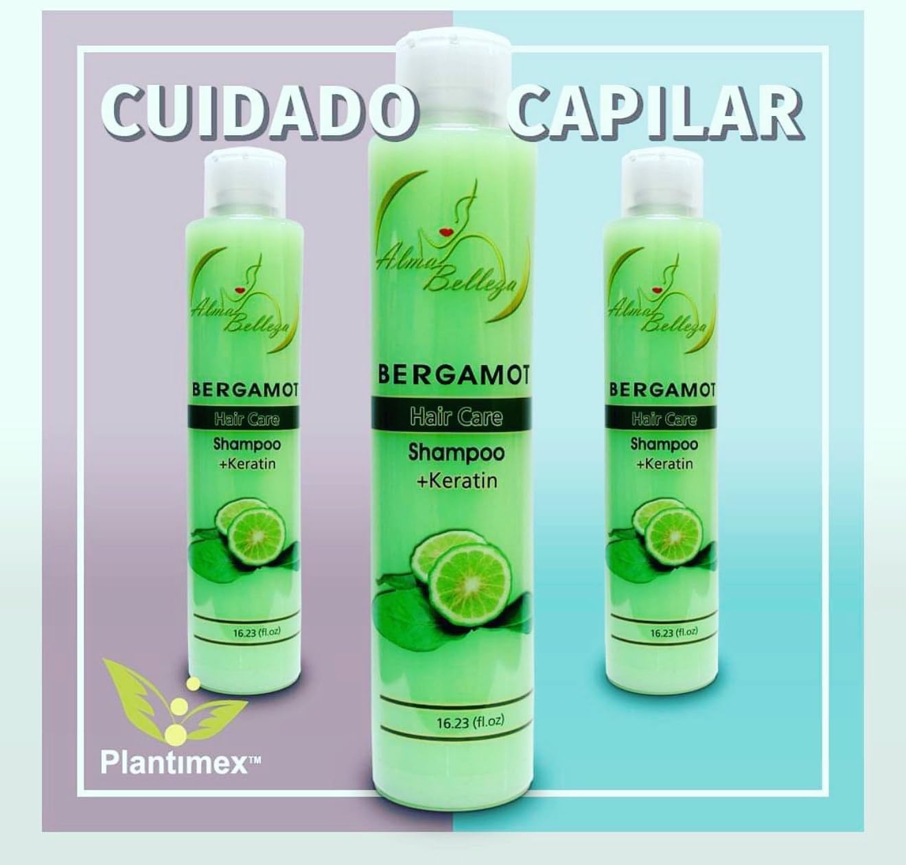 Bergamot Shampoo + Keratin & Bergamot Conditioner with Allantoin & Amino Acids - 16.23 fl oz each - Premium Hair Care by Alma Belleza (Bergamota Beauty & Personal Care Alma Belleza