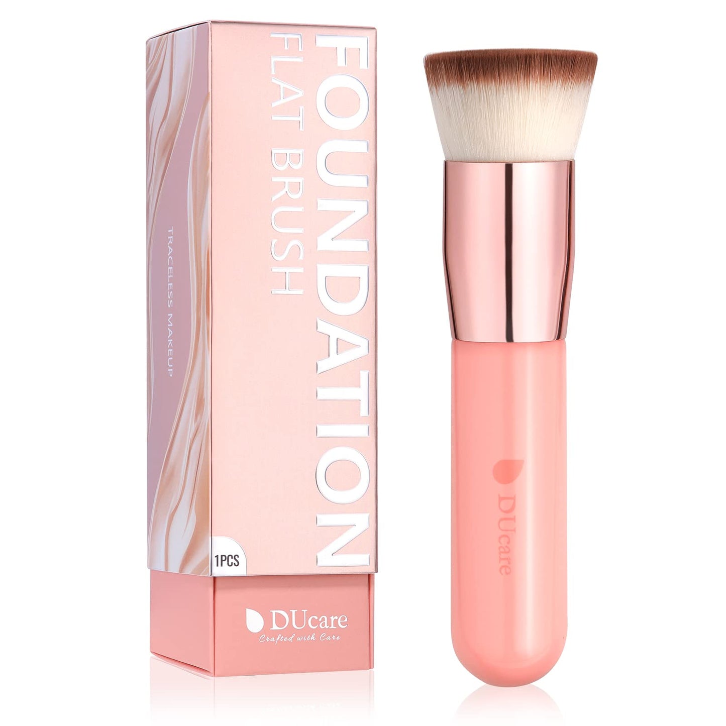 DUcare Flat Top Kabuki Foundation Brush - Premium Makeup Brush for Liquid, Cream, and Powder - Buffing, Blending, and Face,Pink Beauty & Personal Care DUcare