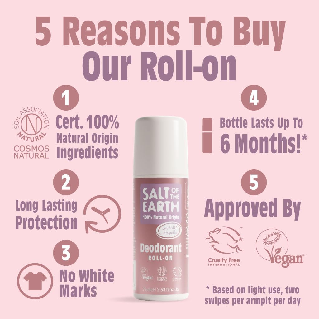 SALT OF THE EARTH Lavender & Vanilla Roll On, 75 ML Beauty and Personal Care Salt Of the Earth