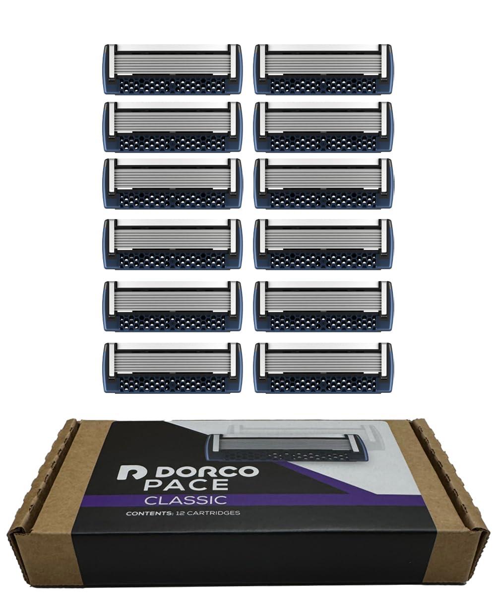 DORCO Pace Classic - Seven Blade Razor System with Pivoting Head and Premium Handle- 12 Pack Refill (No Handle) Beauty and Personal Care DORCO