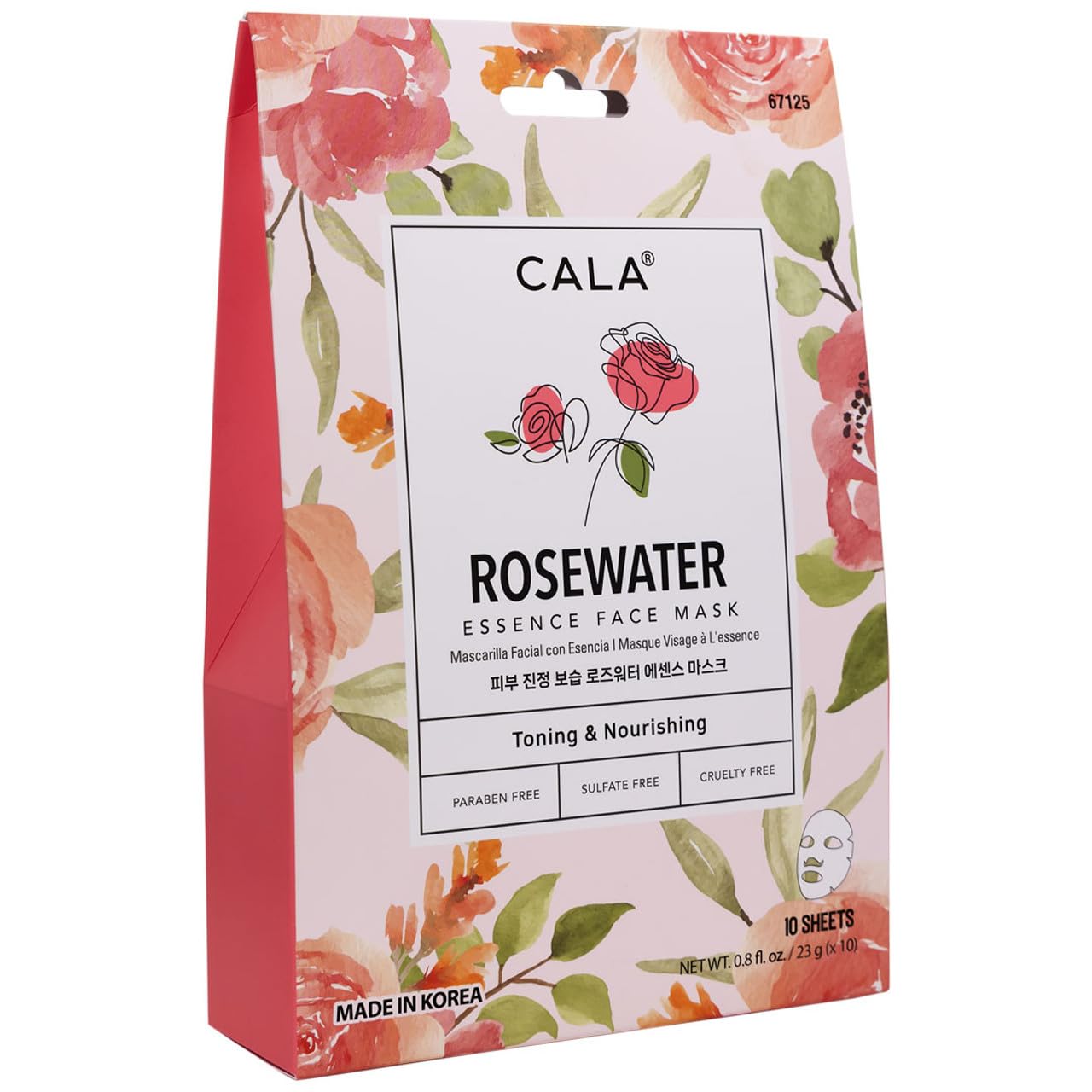Cala Nourishing Essence Face Masks: Rose Water, 10 count- Hydrating Sheet Masks for Dullness, Dryness & Uneven Texture, K-Beauty Skincare for All Skin Beauty & Personal Care Cala