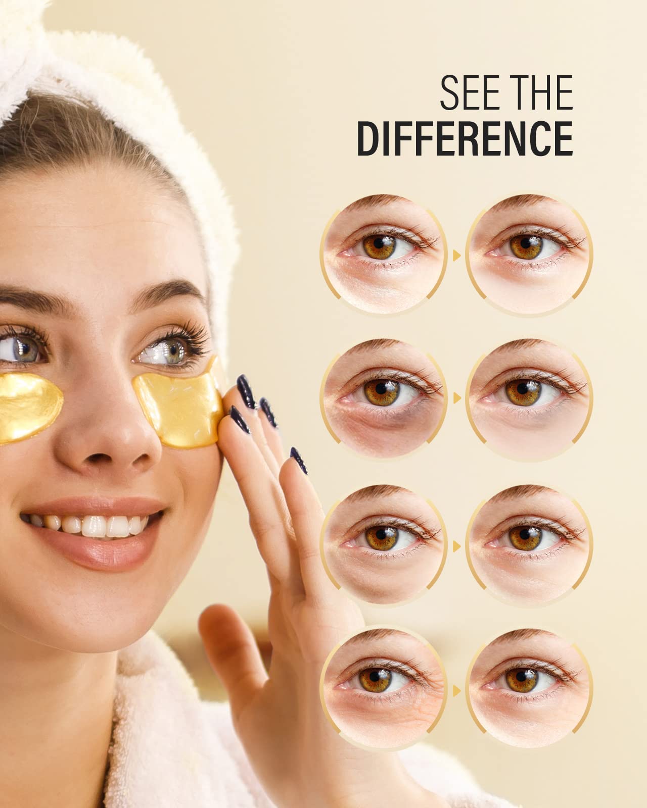 Maskiss 24k Gold Under Eye Patches (30 Pairs), Eye Mask, Collagen Skin Care Products, Eye Patches for Puffy Eyes, Eye Masks for Dark Circles Beauty & Personal Care Maskiss