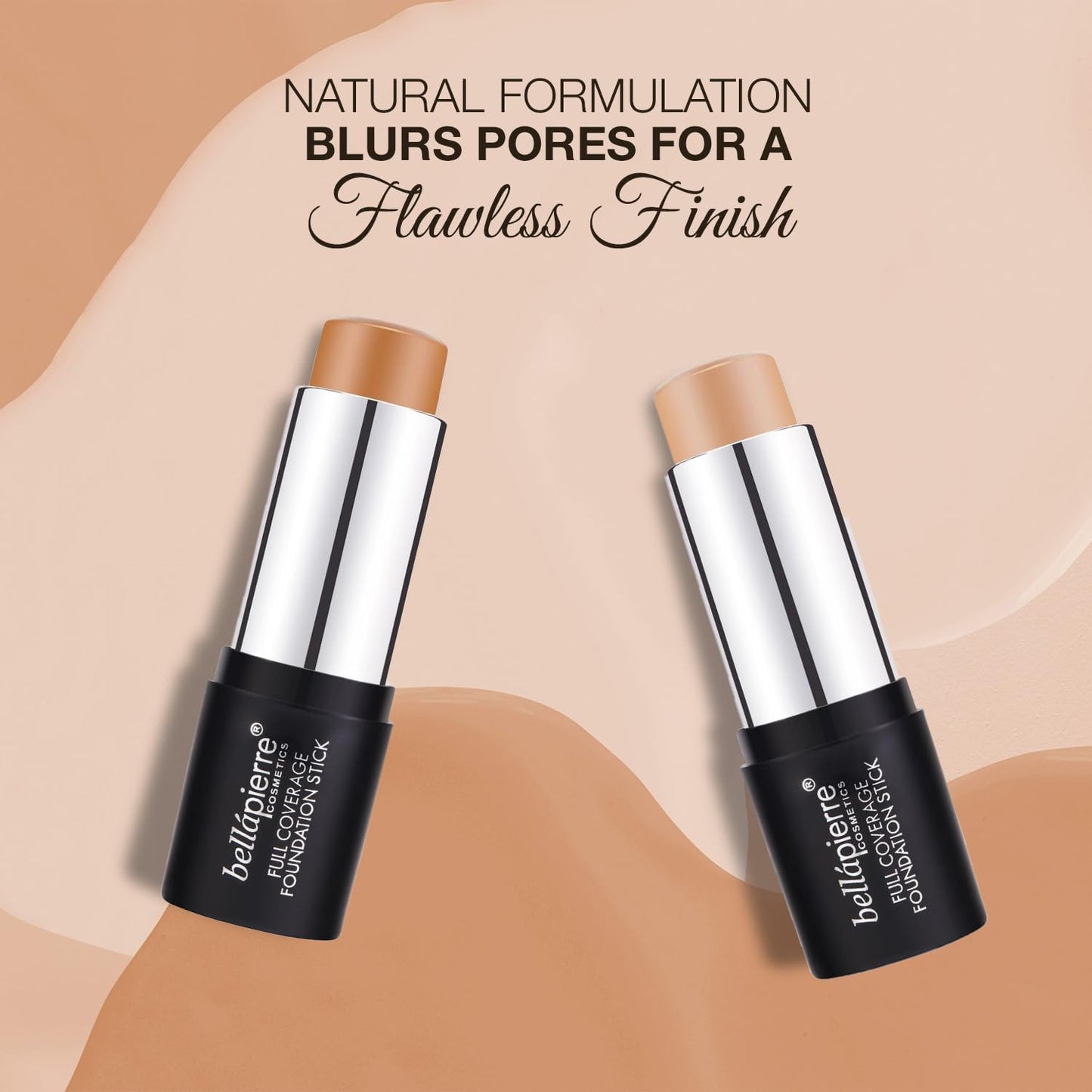 bellapierre Mineral Foundation Stick | Full Coverage Matte Finish | Cruelty Free | Non-Toxic and Paraben Free | Compact Tube - 0.35 Oz - Deep Beauty & Personal Care bellapierre