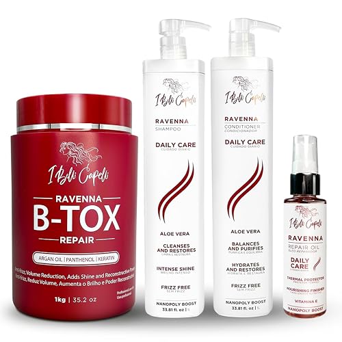 I Belli Capelli Ravenna Hair Straightening Kit - Repair Hair B-tox, Aloe Vera Shampoo & Conditioner, Repair Oil - Intense Hydration, Shine Beauty & Personal Care I Belli Capelli