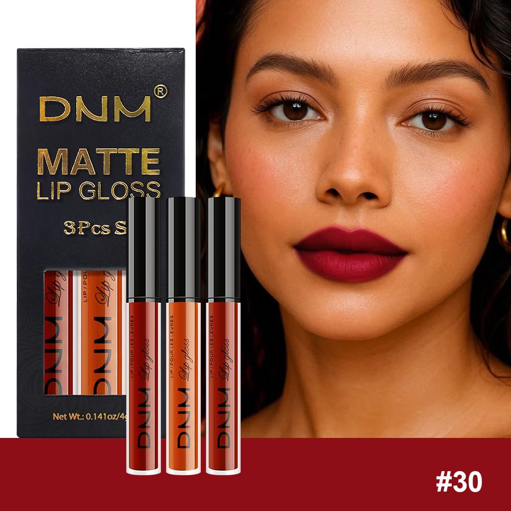 evpct 3Pcs Dark Orange Ruby Red Matte Liquid Lipstick Lip Stain Sets for Women, Matte Lipstick Long Lasting Waterproof Permanent 24 Hours original Beauty and Personal Care evpct