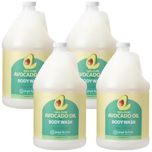 Ginger Lily Farms Botanicals 100% Pure Avocado Oil Body Wash for All Skin Types, 100% Vegan & Cruelty-Free, 1 Gallon Refill (Pack of 4) Beauty & Personal Care Ginger Lily Farms