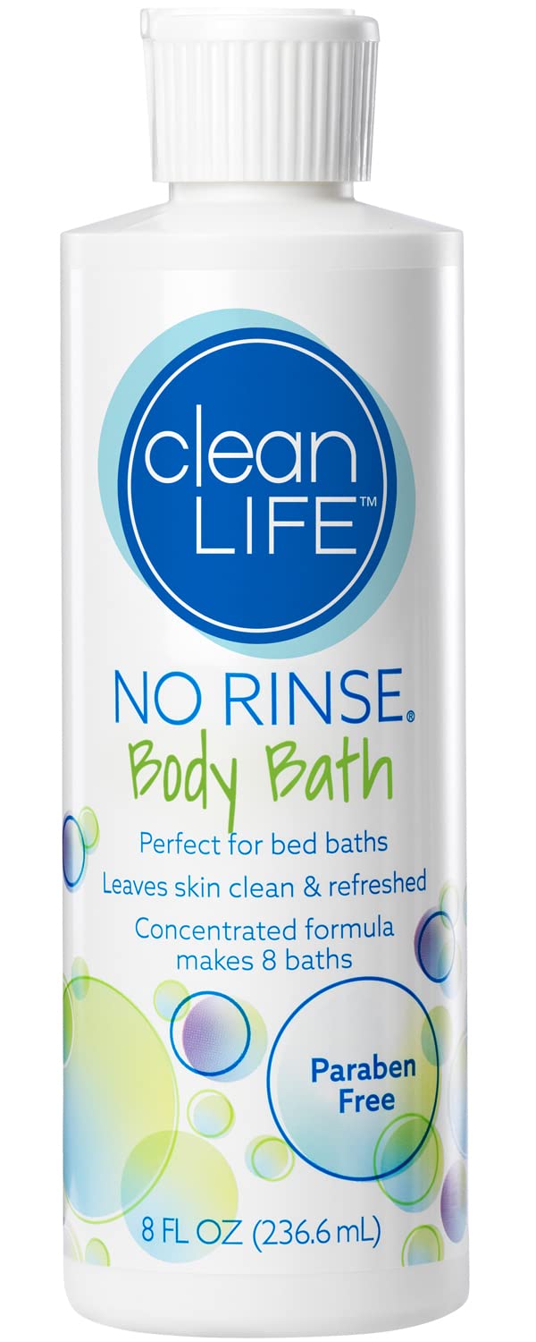 No-Rinse CleanLife Products Body Bath, 8 fl oz (Makes 8 Complete Baths) - Gentle, Concentrated Liquid Body Wash Made in USA - Ideal for Post-Surgery Beauty & Personal Care No-Rinse