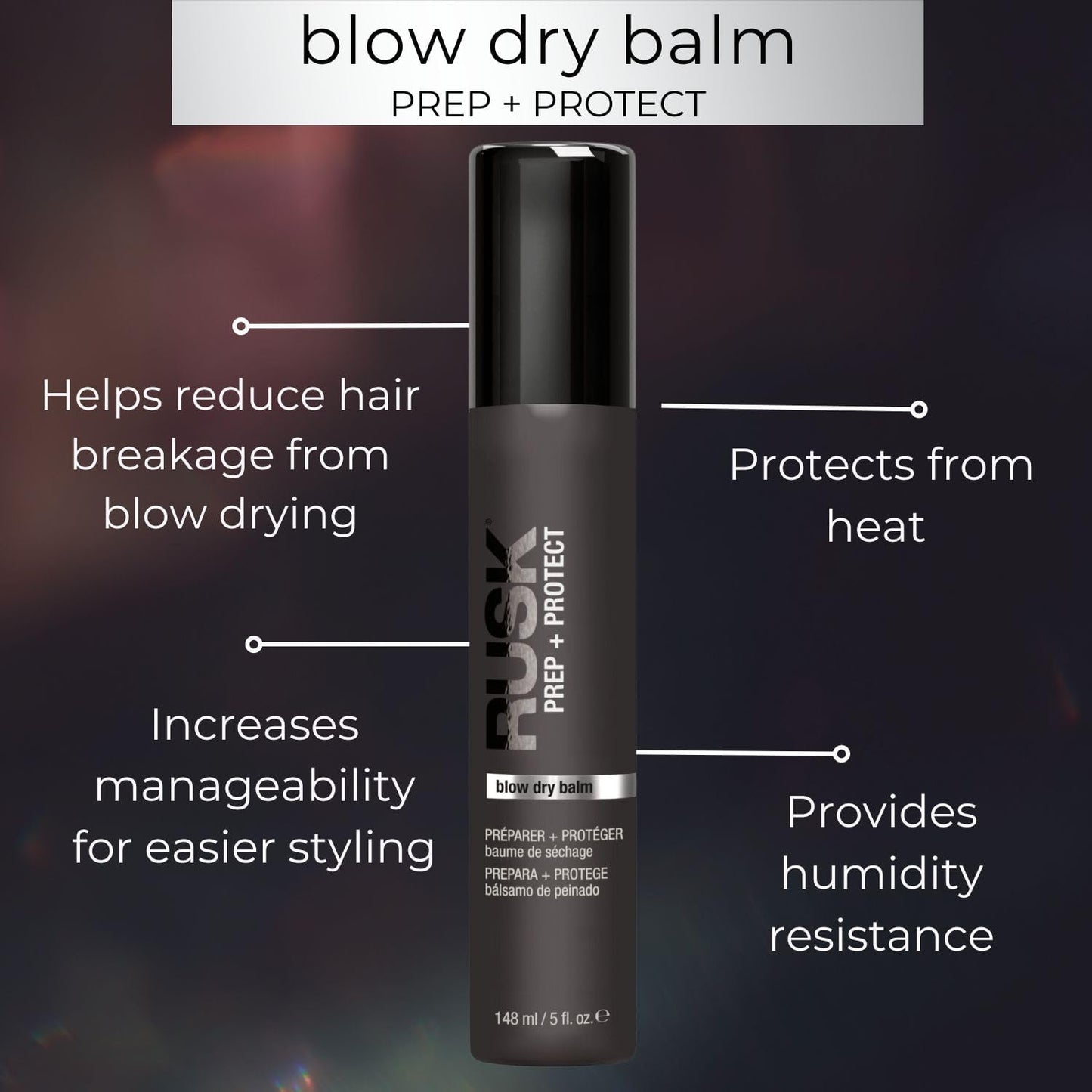 RUSK Blow Dry Balm, Prep + Protect, Smooth and Silken, Heat Protection, 5 oz Beauty & Personal Care RUSK