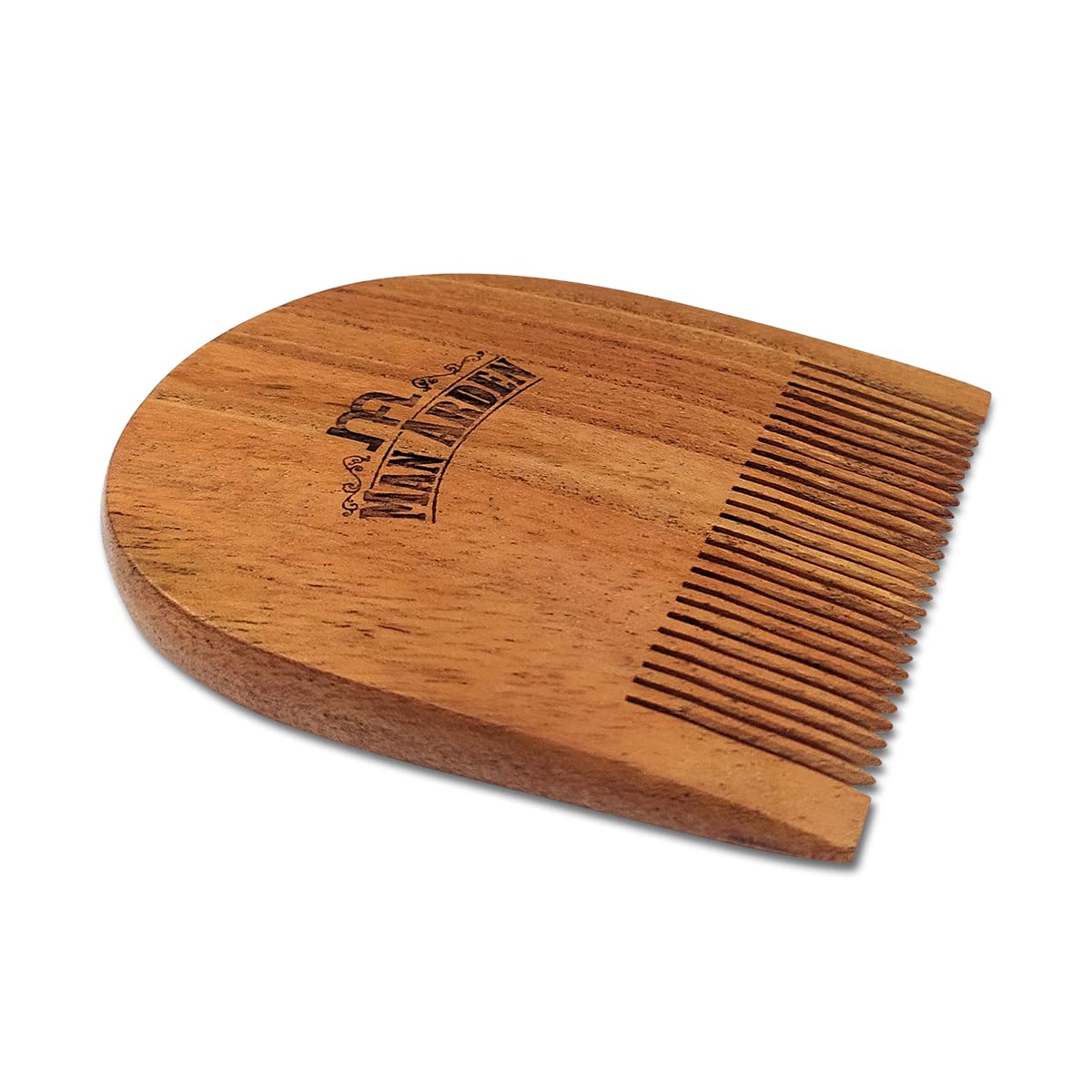 Man Arden Pure Neem Wooden U Shaped Beard Comb with Premium Faux Leather Pouch Beauty and Personal Care Man Arden