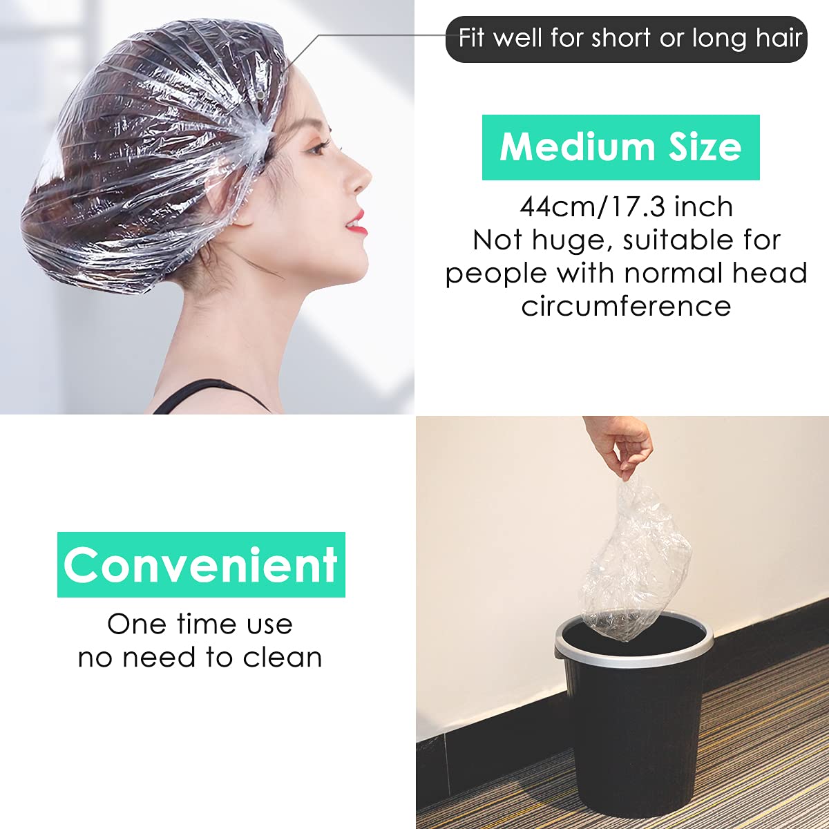 Keeygo Disposable Shower Caps 30 PCS Bath Caps Clear Waterproof Plastic Wraps for Women, Hotel Travel Essentials Accessories Hair Caps(17.3") Beauty and Personal Care Keeygo