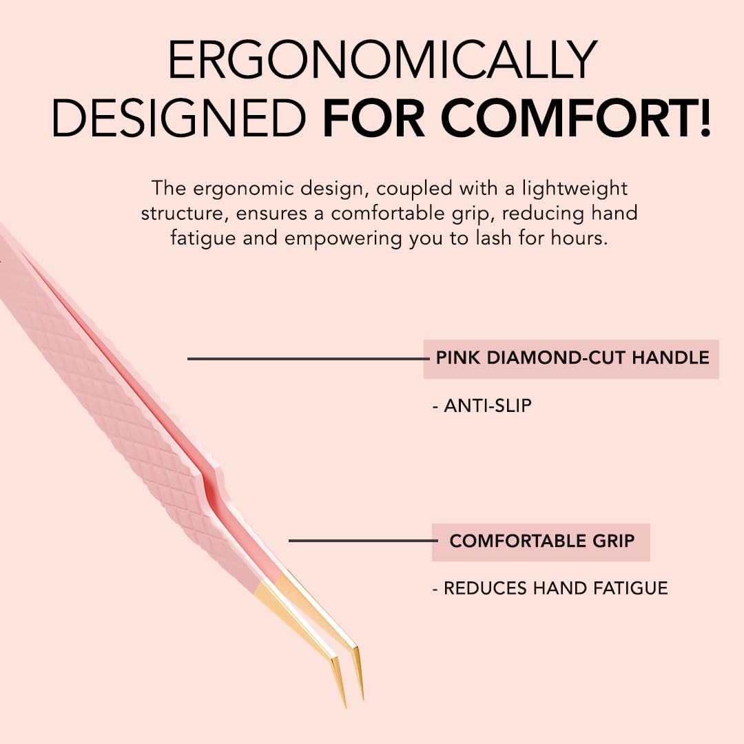 KIARA SKY LASH Tweezer for Eyelash Extensions - Precision Fiber Tip Grip - Volume, Mega Volume, and Lash Removal Fills - Comfortable Ergonomic Design Beauty and Personal Care KIARA SKY