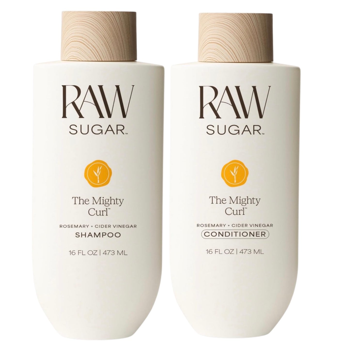 RAW SUGAR The Mighty Curl™ Shampoo and Conditioner Set, Rosemary + Cider Vinegar, 16 Fl Oz Each, 2 Count Beauty & Personal Care RAW SUGAR